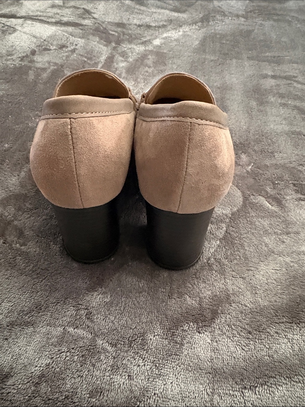 Gianni Bini Taupe Suede Loafers with Gold Horsebit - Picture 3 of 7